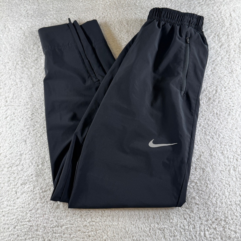 Nike Dri-FIT Running Pants Mens Small Black Excellent Track Ankle Zip 2950